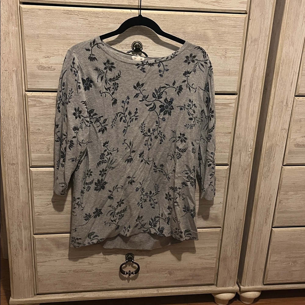 Westport Gray and Blue Patterned Top